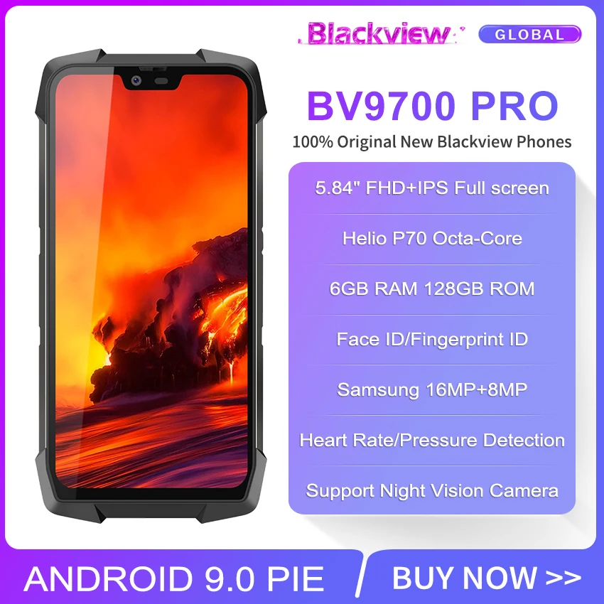 Blackview BV9700 Pro IP68/IP69K 6 ГБ ОЗУ 128 Гб ПЗУ NFC мобильный телефон Helio P70 Восьмиядерный 5,8" ips Face ID 4G прочный смартфон