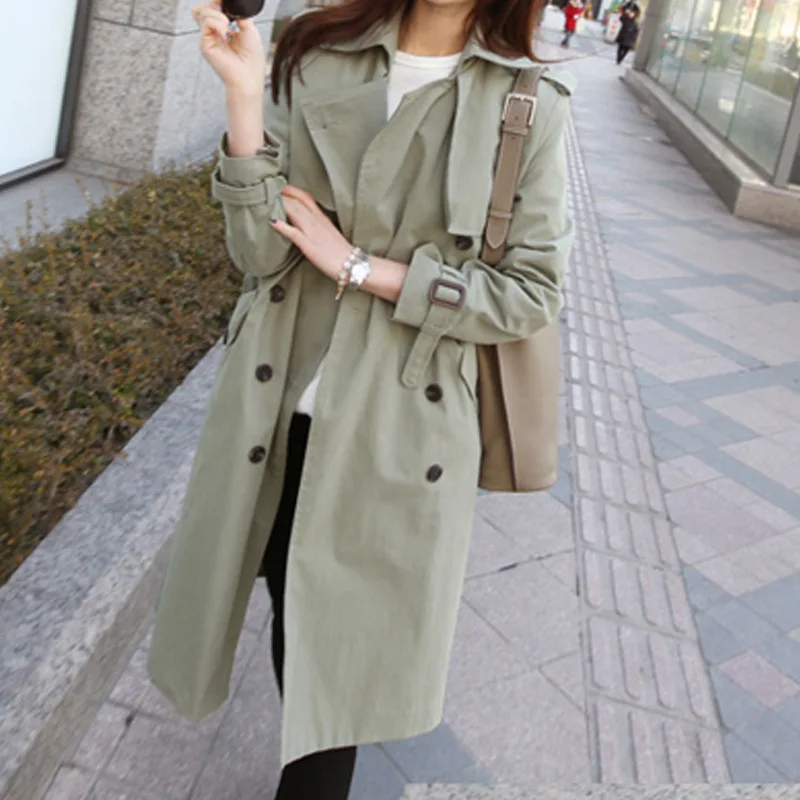 Длинный тренчкот в английском стиле весенние женские пальто с отложным