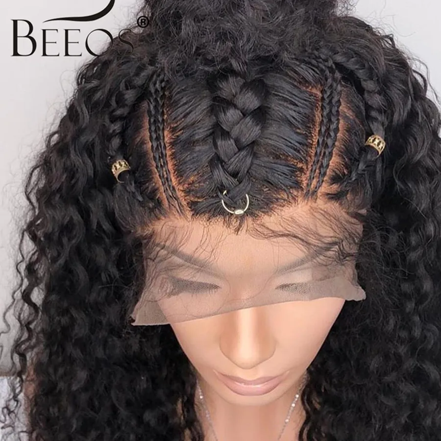Beeos бразильские волосы Remy кудрявые 13*6 человеческие волосы на кружеве обесцвеченные парики вида шишка-пучок глубокий распорный парик предварительно сорвал с волосами младенца для женщин