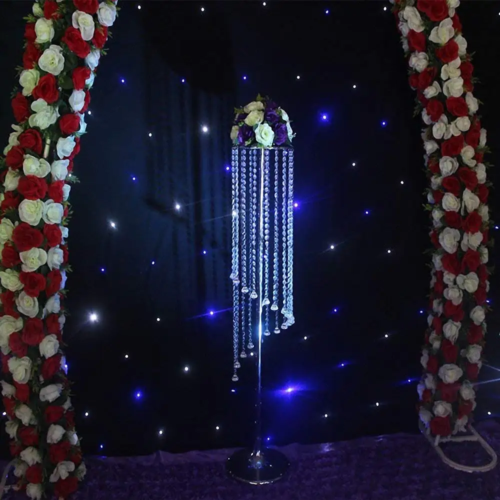 

43.3 Inches Tall Wedding Flower Stands Chandeliers with Acrylic Bead Pendants for Table Centerpiece Wedding Aisle Road Lead