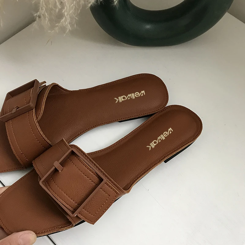 Wellwalk/женские летние шлепанцы женские с квадратным носком ручная работа