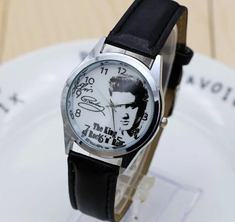 Новейшие наручные часы Elvis Presley мужские рождественские кварцевые часы модные элегантные модные кожаные часы