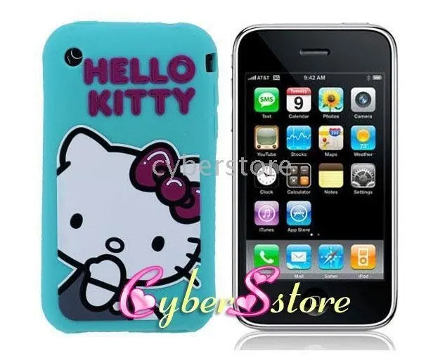 free shipping 3G 3GS S 50pcs/lot New Hello Kitty Silicone Silicon Cover Case Skin for|skin covers for cell phones|skin case coverskin it phone |