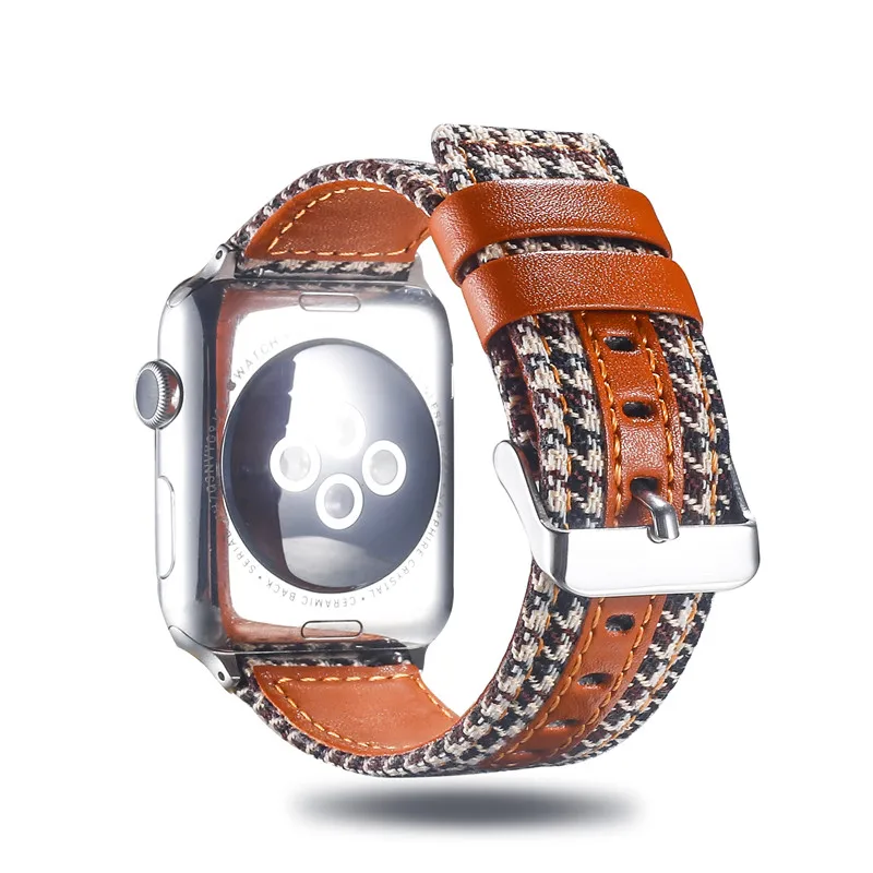 Многоцветный кожаные джинсовые часы ремешок для наручных часов Apple Watch 4/3/2/1 сменный переходник спортивный браслет для наручных часов Iwatch серии 38/42/40/44 мм
