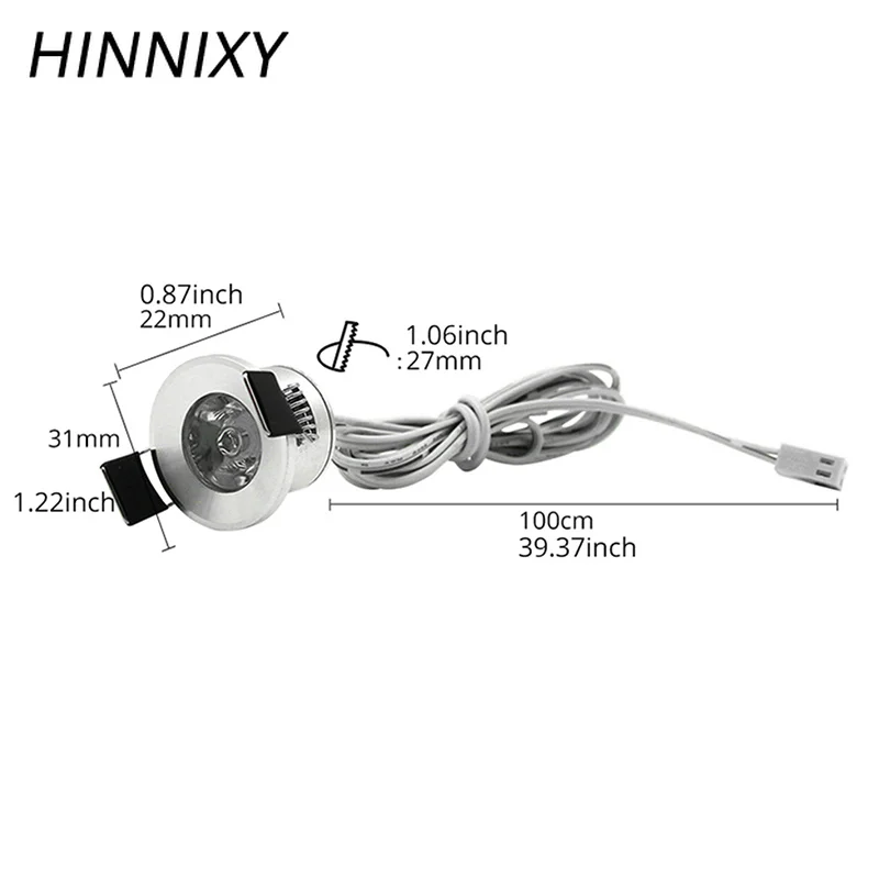 Hinnixy LED 1 5 Вт Серебристые мини светильники для шкафа белый черный 27 мм С Вырезанным