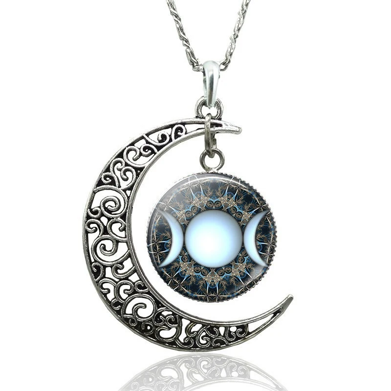 Triple Moon Goddess Necklace Charms Crescent Pendant Jewelry Wiccan Fashion Accessories Women Gifts | Украшения и аксессуары