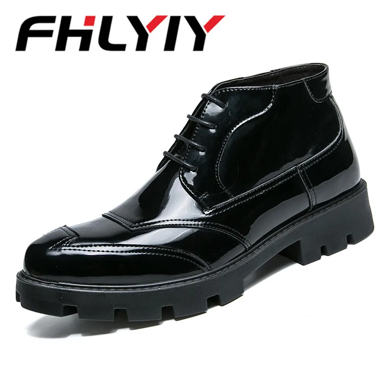 Brand Men Leather Boots Fashion Luxury Patent Ankle Shoes For Autumn Best Selling Office Working | Обувь