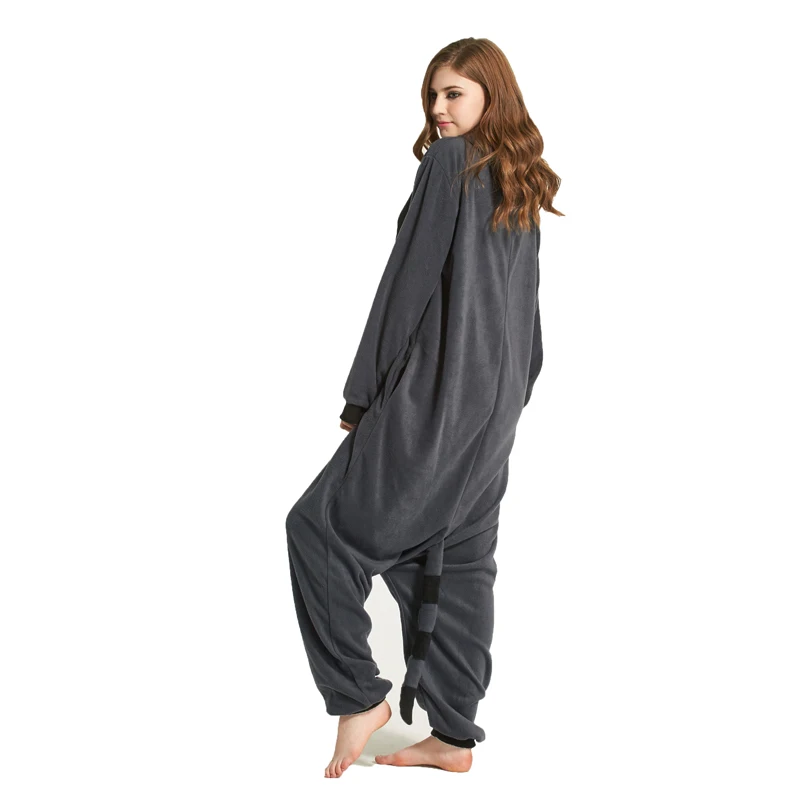 

Kigurumi Cosplay Costume Adult Cartoon Animal Gray Raccoon Onesie Unisex Pajamas Cosplay Costumes Sleepsuit Sleepwear Jumpsuit