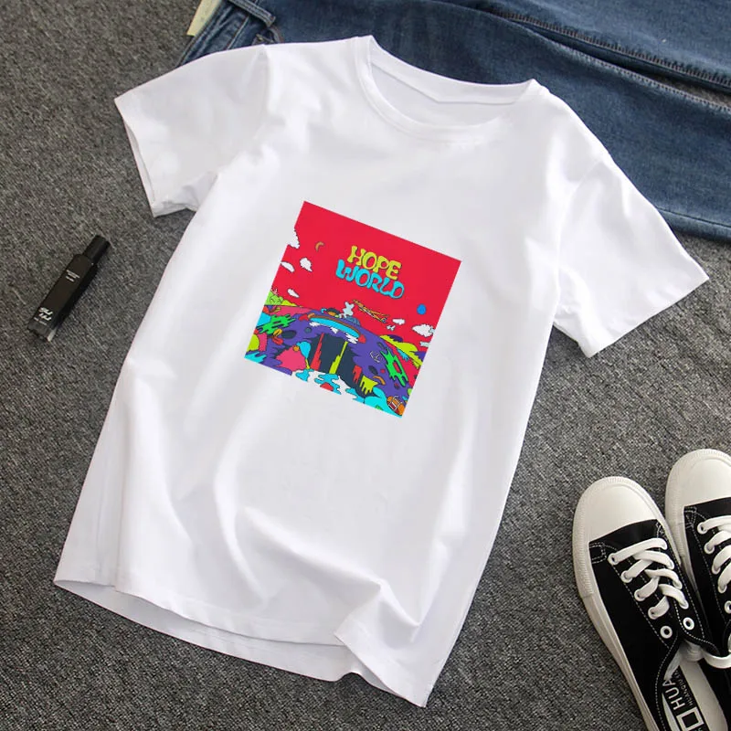 White Альбом Hope World Graphic Женская забавная футболка хипстер футболка col roul Женская Футболка harajuku друзья vlone сетчатый топ дропшиппинг - Цвет: White