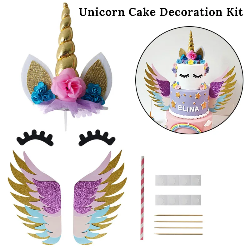 Unicorn Cake Topper 20 штук Единорог салфетка Бумага одноразовая посуда Свадебные украшения для девочек день рожденья для мальчиков для украшения детского душа расходные материалы - Цвет: Unicorn Cake Topper