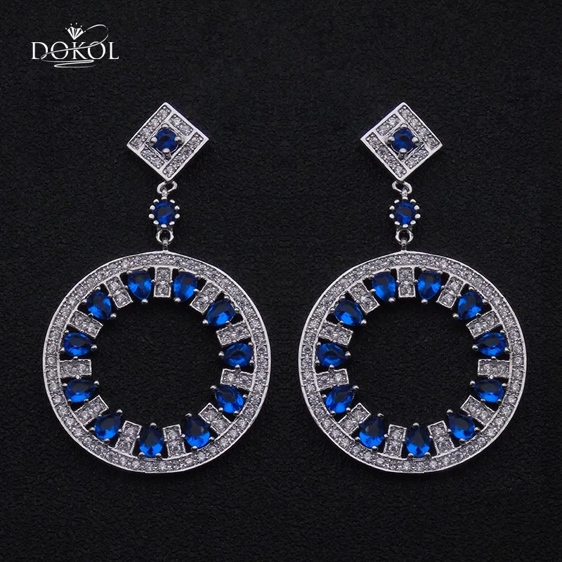 Серьги-подвески DOKOL с голубым Цирконом для женщин серебряный цвет серьги