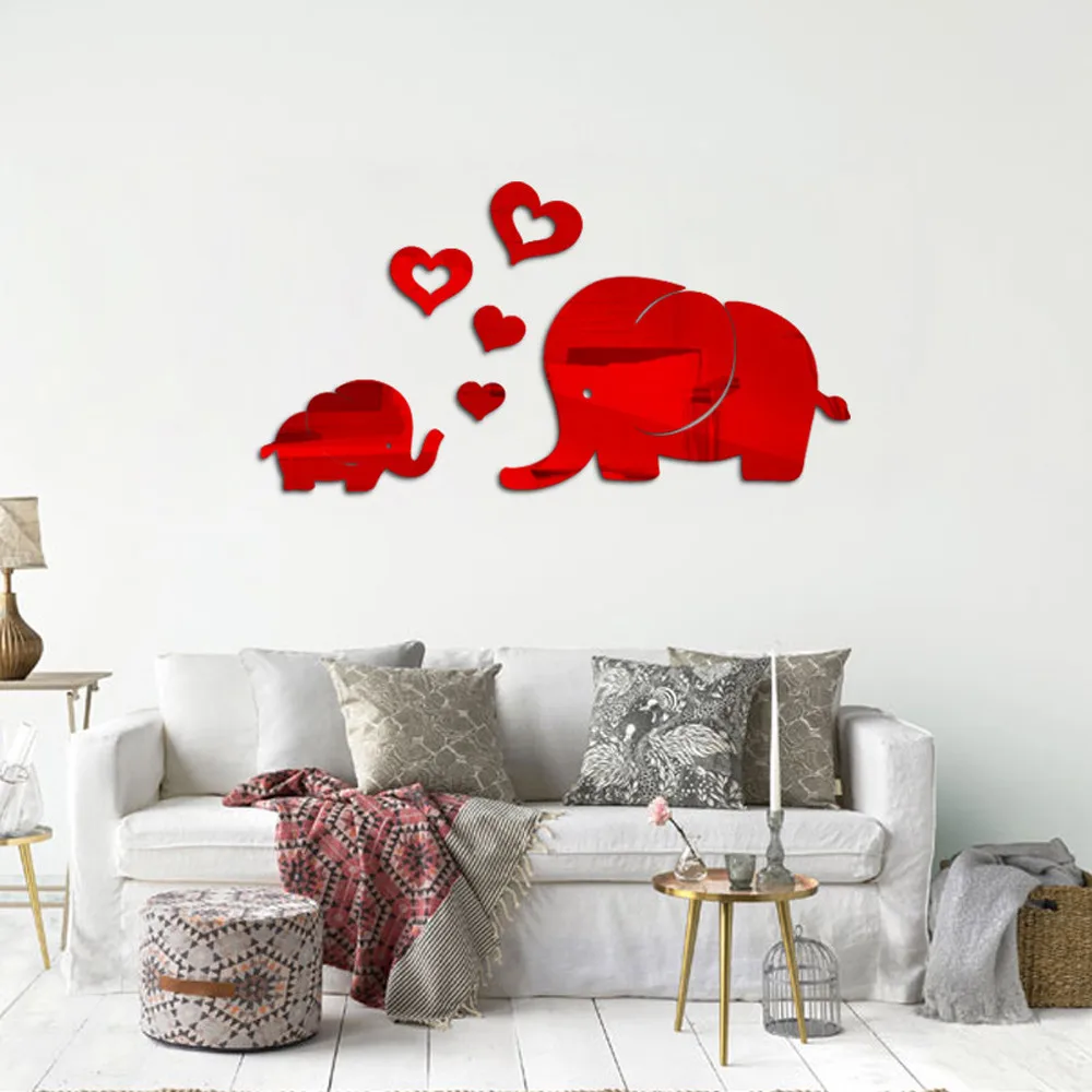 Слон Декор на стену зеркало стикеры DIY Наклейка Съемный Wall Art для малышей и детей