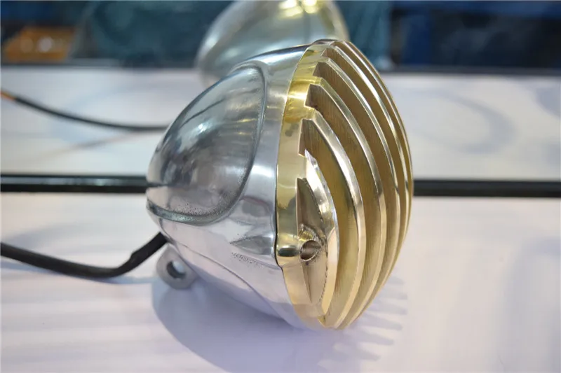 High Quality Motorcycle Bullet Halogen Custom H4 Headlight For HARLEY Light 55/60W Gold+High polish |