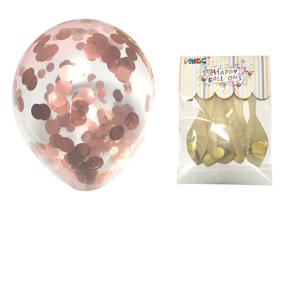 Rose Gold Визуальный контакт 6 шт./партия прозрачный воздушный шар из фольги конфетти воздушные шары счастливая предродительная Вечеринка свадебные украшения день рождения - Цвет: Rose Gold