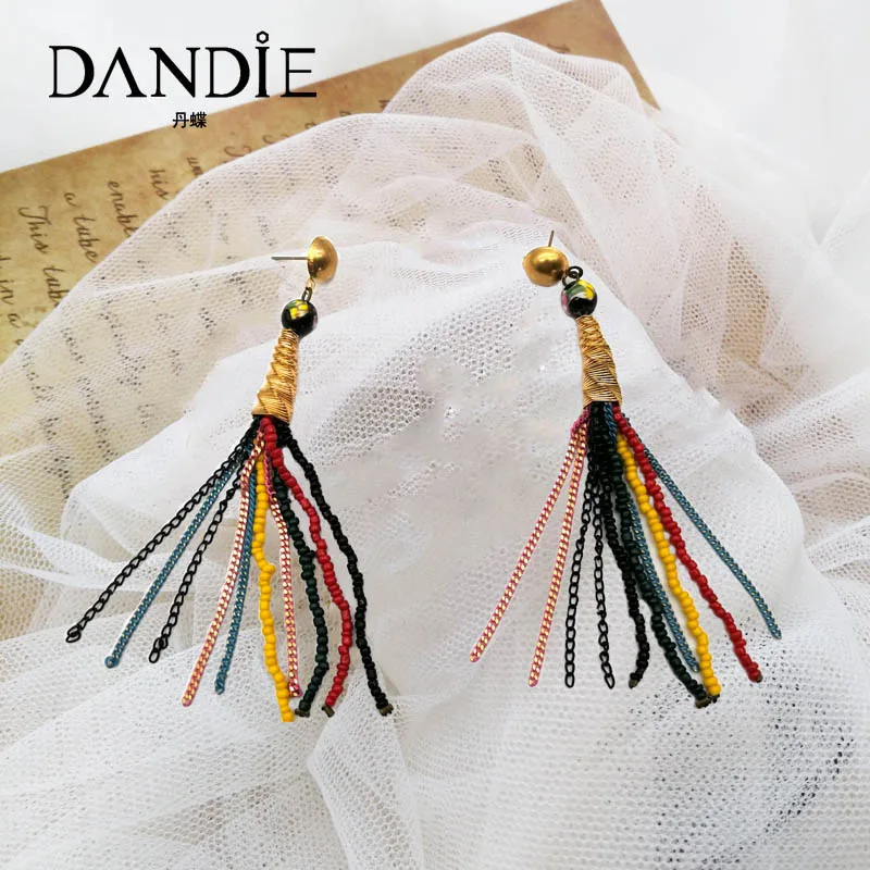 Dandie модные серьги с разноцветный бисер утюг и принтом керамический бисера