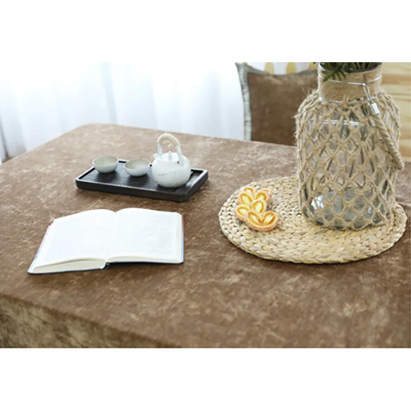 Традиционная китайская полиэфирная коричневая бархатная скатерть прочная