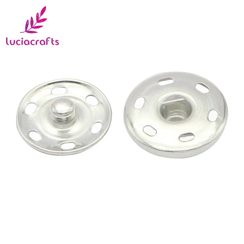 Silver Lucia crafts 10 компл./лот металлический Пресс шпильки пришивания пуговиц застежки-кнопки для шитья кожи ремесла одежда сумки аксессуары G0711 - Цвет: Silver