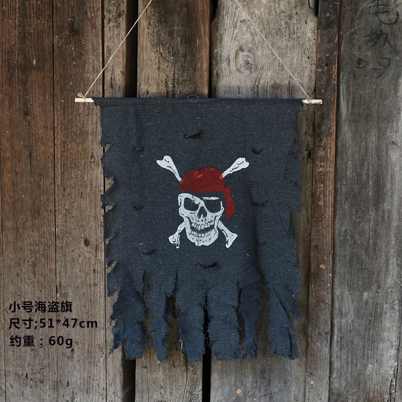 Jolly Roger потрепанный хлопок жуткий пиратский флаг украшение пиратские вечерние