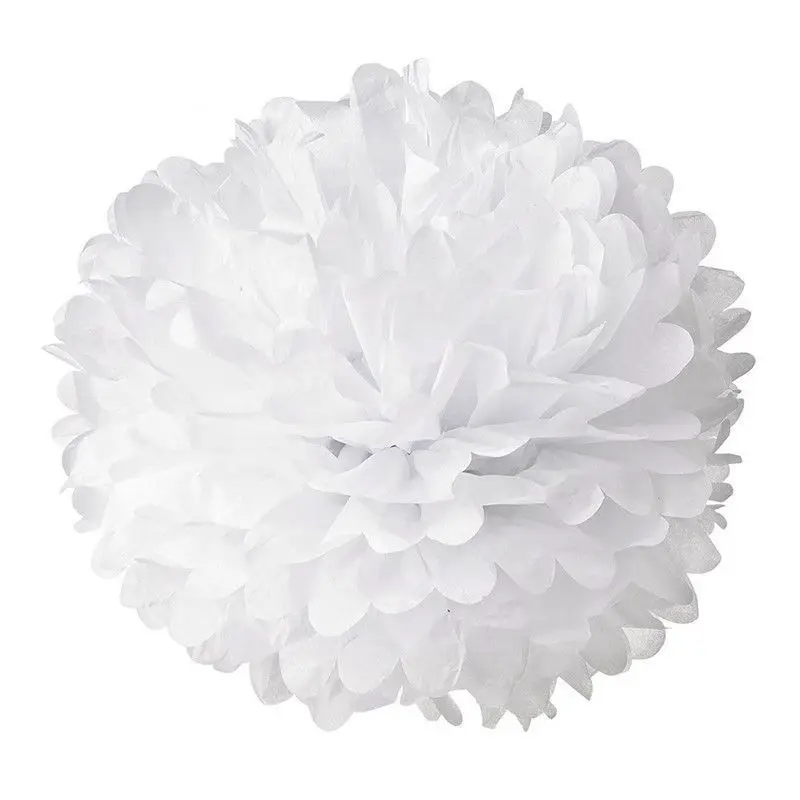 White 1 шт., размер: 4/6/8/10/12 дюймов ткани Бумага Pom Poms, ручные поделки Цветочные шары из бумаги для вечеринок и свадебных церемоний украшения дома цветы - Цвет: White