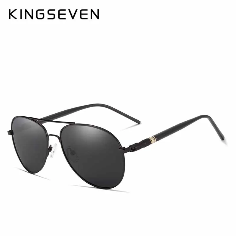 KINGSEVEN, мужские HD очки для ночного вождения, Поляризованные, антибликовые, для дождя, дня, ночного видения, солнцезащитные очки, для улицы, желтые линзы, солнцезащитные очки - Цвет линз: Black Gray