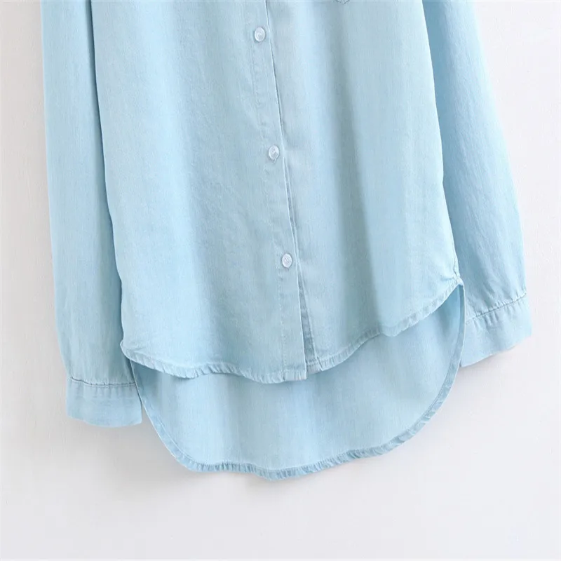 Женские джинсовые рубашки в европейском стиле Новинка 2019 года летние модные топы