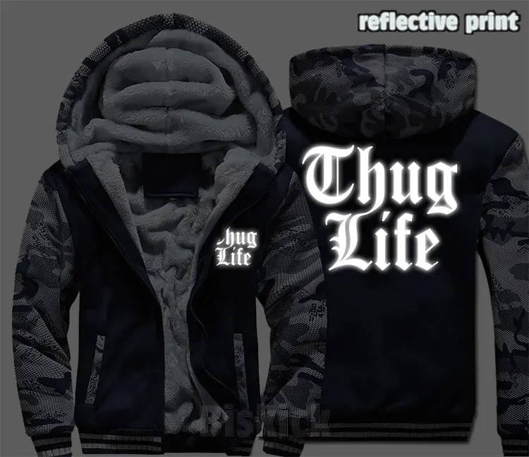 Новая мода Для мужчин wo Для мужчин рэп Thug Life рок теплые толстые куртки пальто Зимние теплые худи вельветовый свитер Топ Толстовки - Цвет: style 6