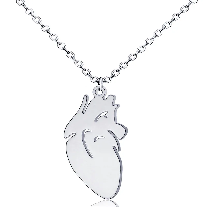 Abstract Heart Pendant Necklace Stainless Steel Organ Chokers Trendy Women Dainty Jewelry Mother's Day Gifts | Украшения и