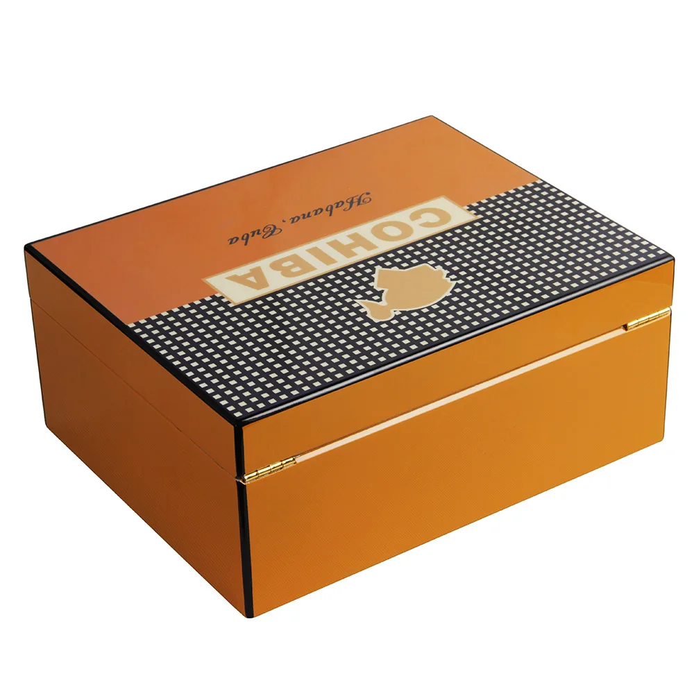 COHIBA Желтый Отделка испанский кедр хьюмидор w/блокировки 50 80 граф|humidor cohiba|humidor