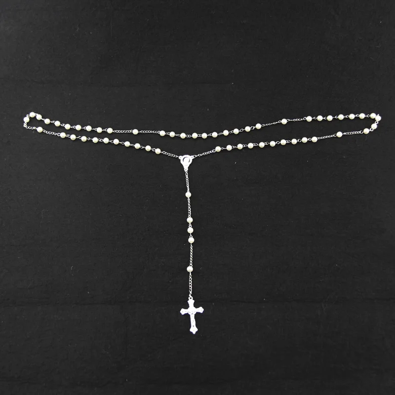 Модные длинные четки цепочки имитирующие жемчужные шарики ожерелье подвеска в