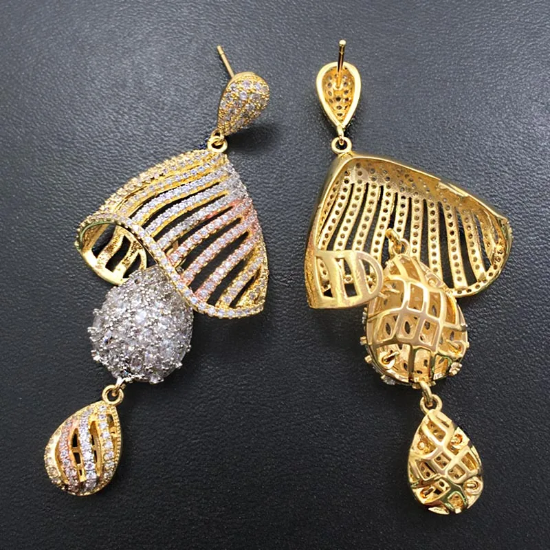 

Lanyika Jewelry Set Delicate Hollow Spiral Conch Full Zircon Micro Plated Necklace with Earrings for Wedding Bridal Best Gifts