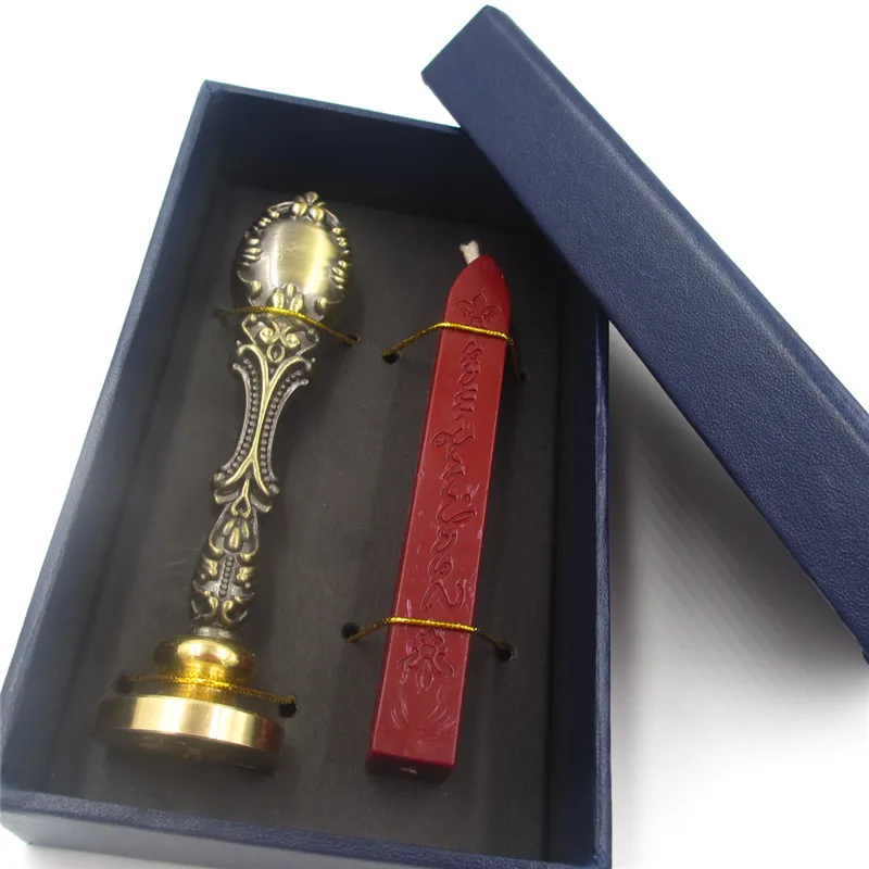 D) Новый штамп с подарочной коробкой ретро для запечатывания воска handel ложкой