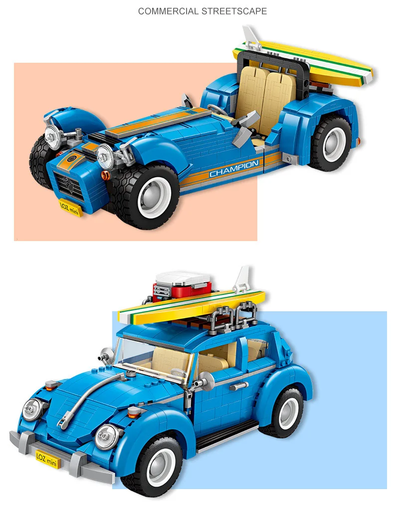 Creator city vehicle Beetle catherham гоночный автомобиль 2в1 мини блоки сборные строительные кирпичи модель игрушки для коллекции подарков