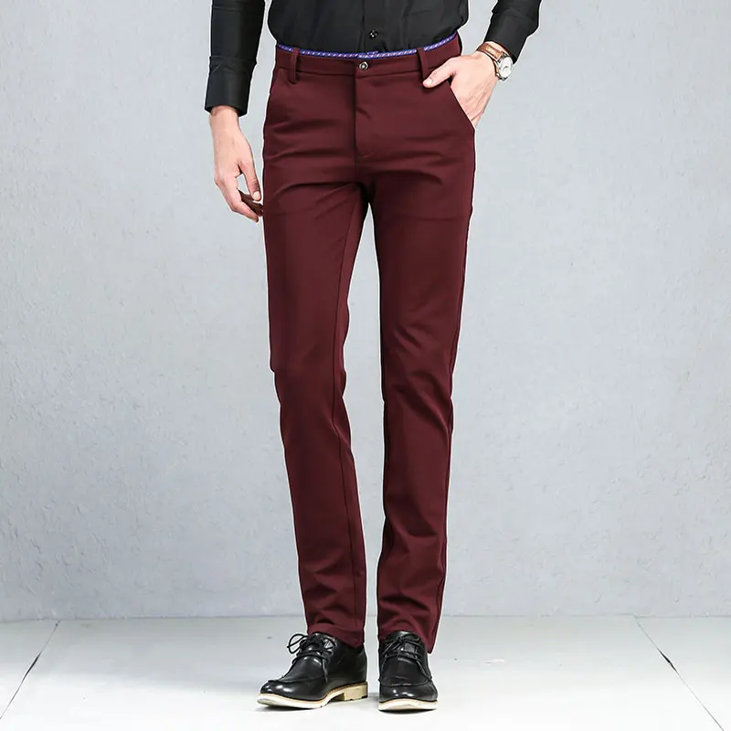 Мужские облегающие брюки-Блейзер темно-красные/черные повседневные деловые