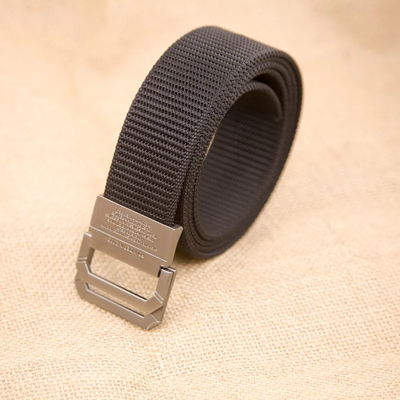 Black Мужской ремень из брезентовой ткани армейские нейлоновые поясные ремни тактические путешествия человек двойная Пряжка GLRSBUTY ковбойские джинсы брюки ремень - Цвет: Black
