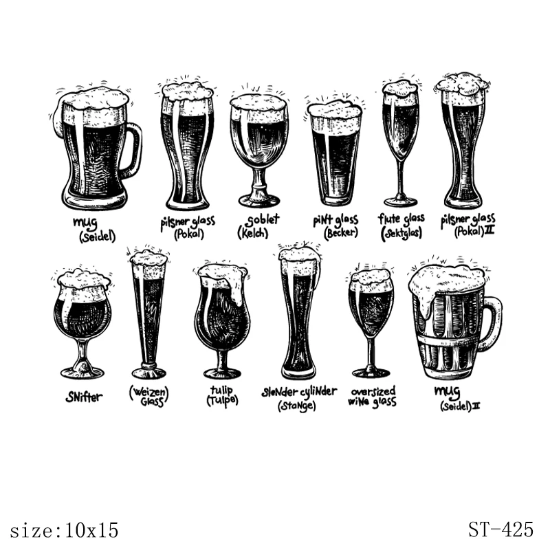 

AZSG Different Beer Tumbler Clear Stamps For DIY Scrapbooking Decorative Card making Craft Fun Decoration Supplies 10x15cm