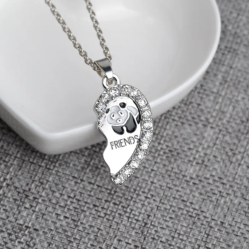 

Free Shipping 12sets/lot Best Friend Necklace High Quality Fashion Rhinestone Pendant Necklace For Friends Gifts