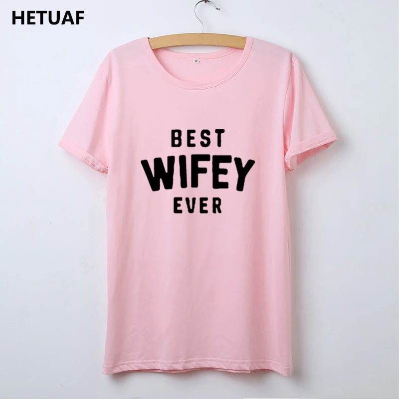 Женская Винтажная Футболка HETUAF хипстерская с принтом и надписью Wifey Ever Топ в