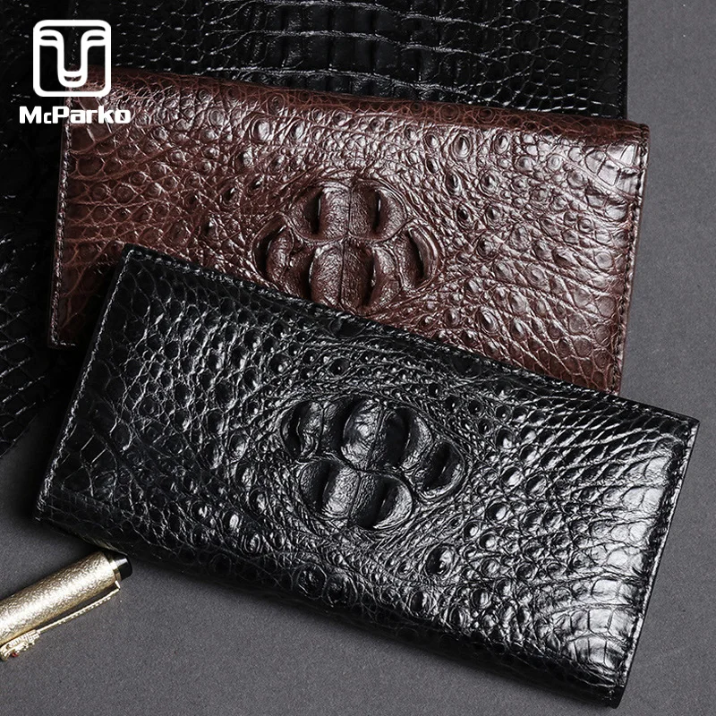 McParko Genuine Crocodile Leather Wallet Men Luxury Long Wallet Men Purse Fashion Card Holder Bifold For Male Alligator Wallets