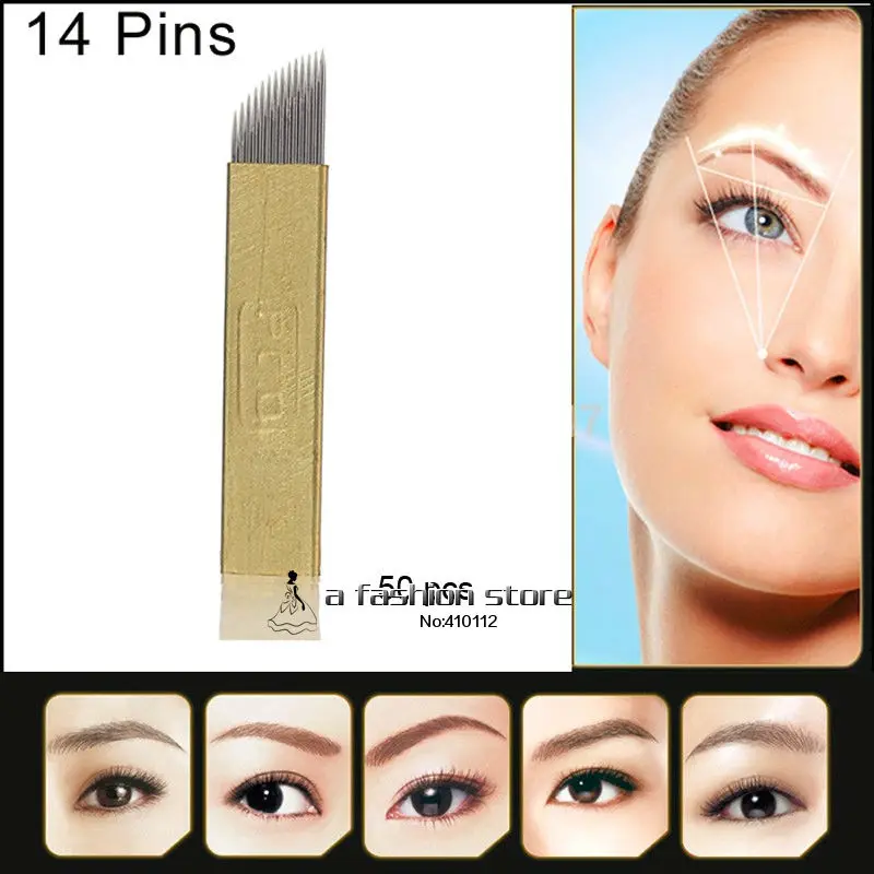 

PCD 14 Needles Bevel Permanent Makeup Eyebrow Blade For 3D Permanent Makeup Handmade Manual Tattoo Pen Cosmetic Eyebrows