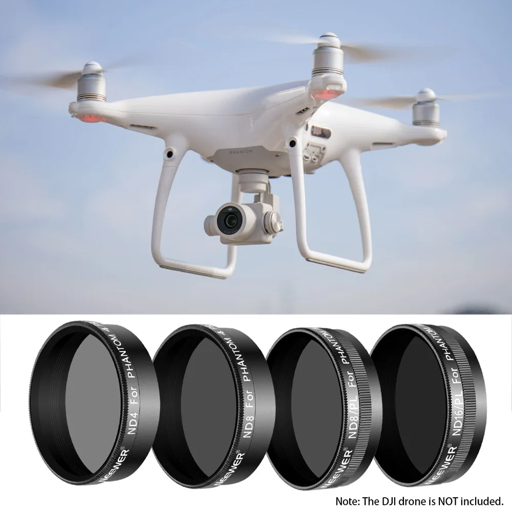 Neewer 4 шт. набор фильтров для объектива квадрокоптера DJI Phantom Pro включает в себя: ND4 +