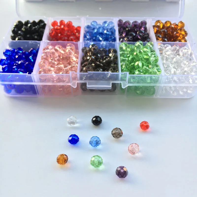 10 цветов Набор стеклянных хрустальных бусин набор 6 мм смешанный материал Diy