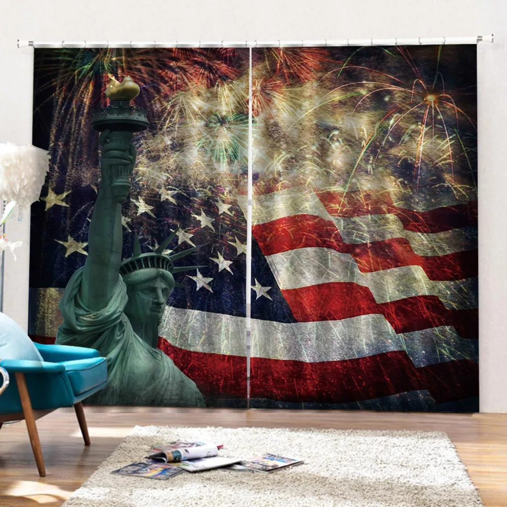 

Luxury 3D Window Curtains Living Room wedding bedroom US National flag Decoration curtains