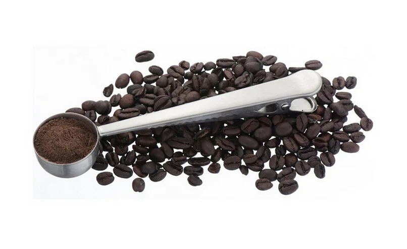 1PC 304 Stainless Steel Coffee Scoop With Clip Tea Measuring Cup Ground Spoon OK 0264 | Дом и сад