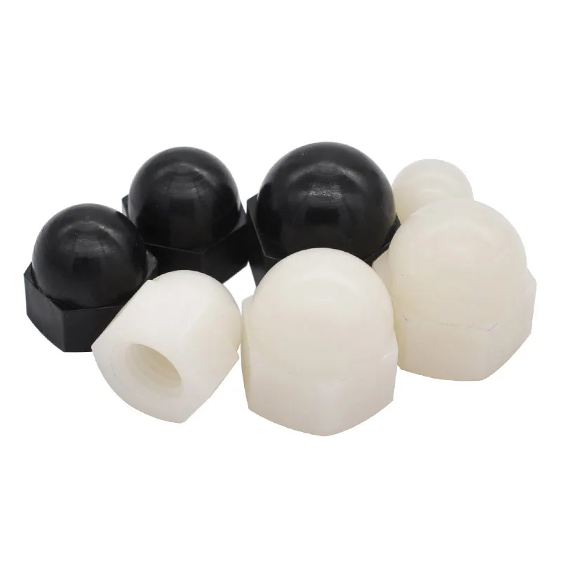Черно белые нейлоновые шестигранные желуди с метрической резьбой пластиковые