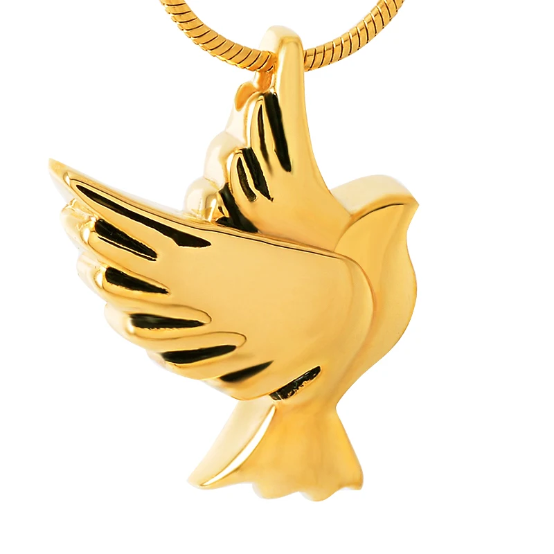 

IJD9496 Loss Of Pet Cremation Jewelry peace dove Stainless Steel Keepsake Memorial Urn Pendant Necklace For Ashes - Engravable