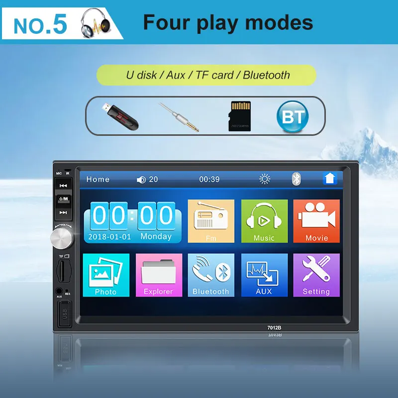 Авторадио 2 Din In Dash автомобильный Радио 7 &quotСенсорное Зеркало Link MP5 плеер Bluetooth USB SD