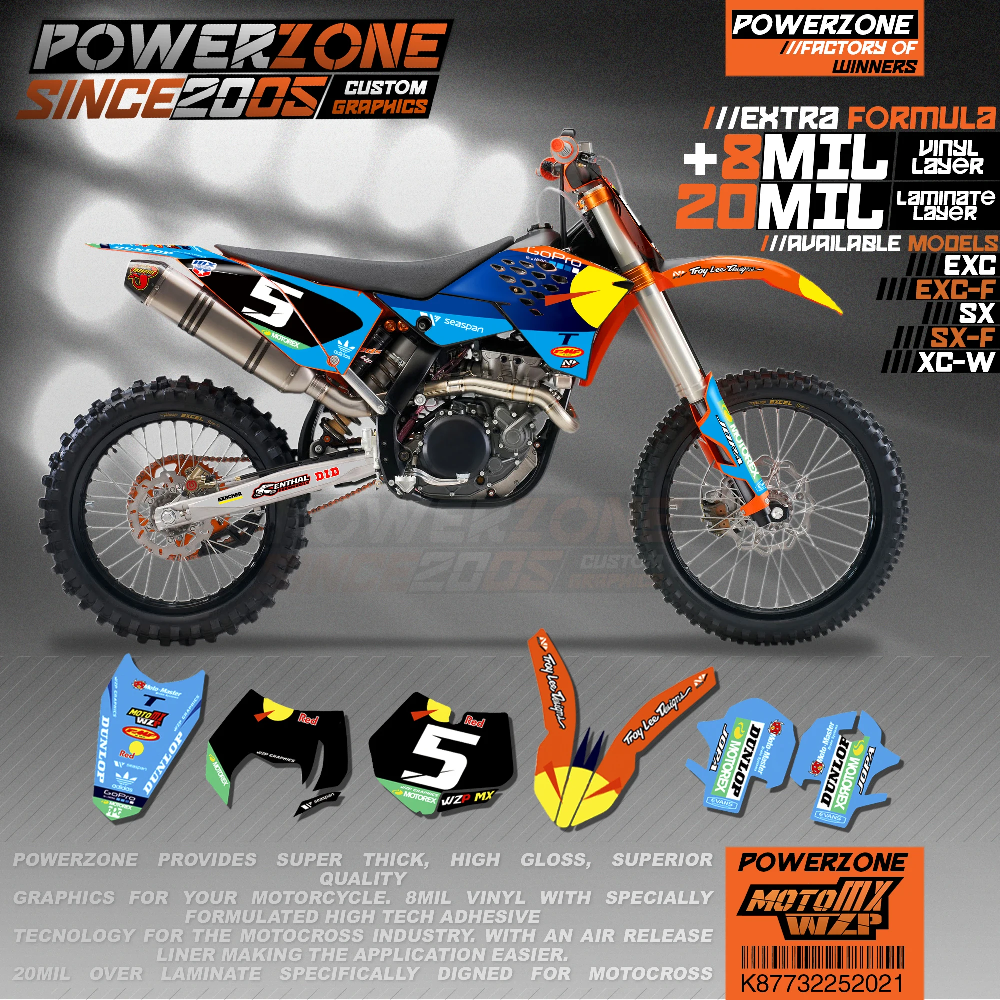 PowerZone на заказ футбольной команды Графика Фоны наклейки 3m Набор наклеек для KTM SX SXF