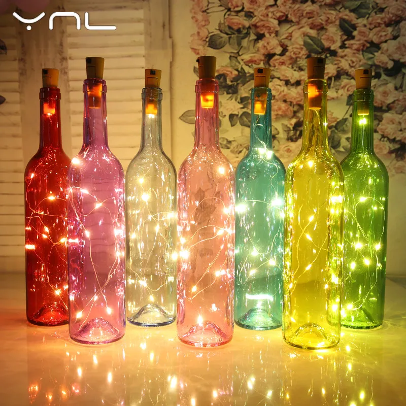 YNL светодиодные фонари 2M RGB медный провод бутылки вина Натуральная пробка в форме
