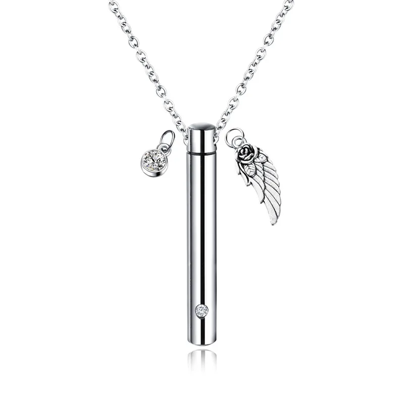 Silver - Dangle Тонкое Хрустальное клининдерное ожерелье с кремационной урной из нержавеющей стали минималистичный памятный подарок тайный флакон - Окраска металла: Silver - Dangle