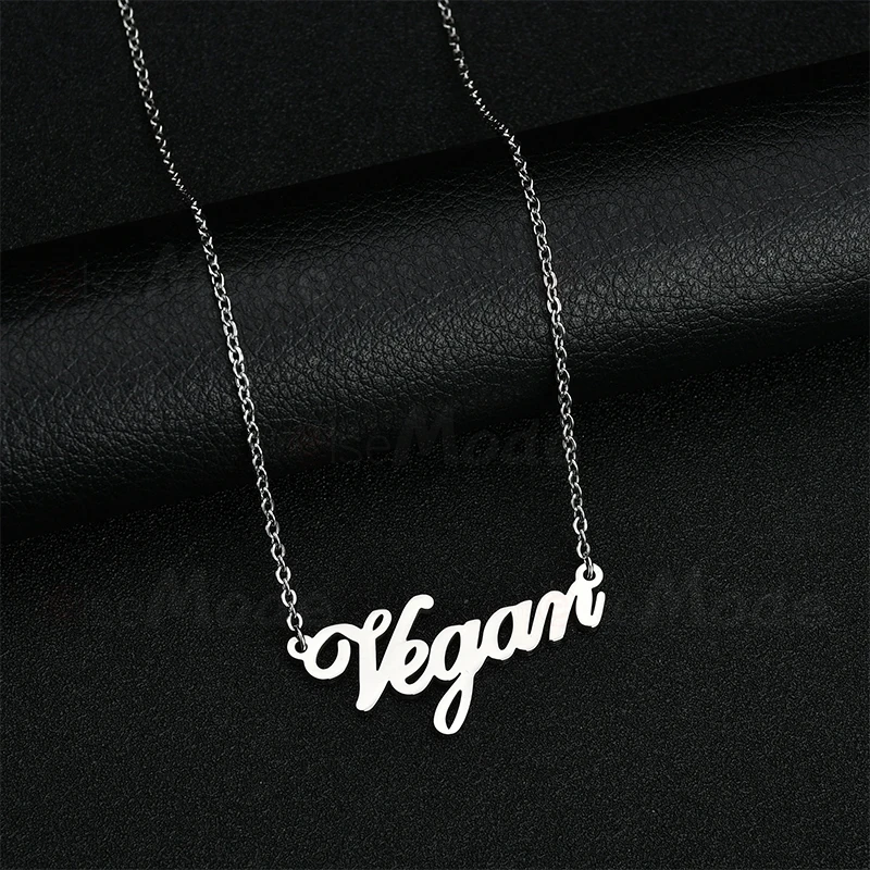 ELSEMODE ожерелье с подвеской в виде веганских букв розовое золото нержавеющая сталь